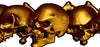 gold skulls decal closeup view
